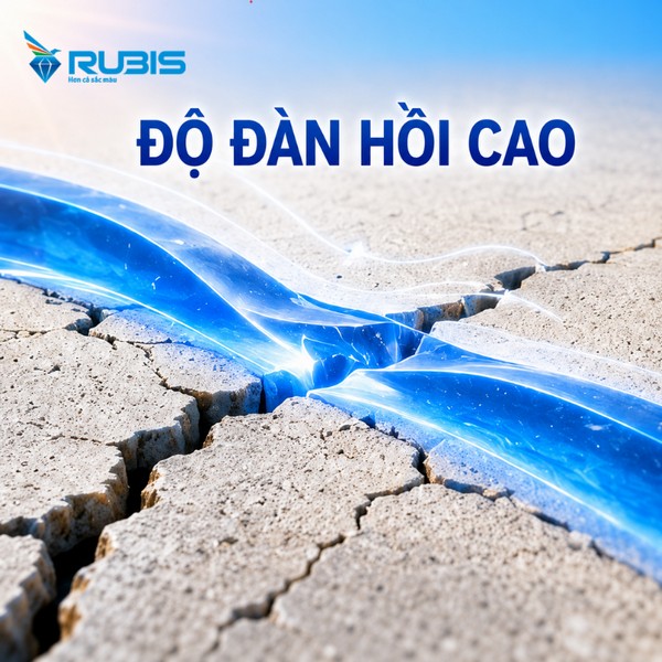 Hình minh họa lớp sơn chống thấm đàn hồi bám theo vết nứt trên bê tông, giúp hạn chế nước thấm qua các khe nứt.