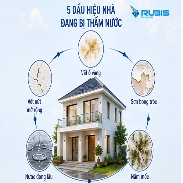 5 dấu hiệu nhận biết nhà bị thấm nước giúp phát hiện sớm và xử lý chống thấm hiệu quả.