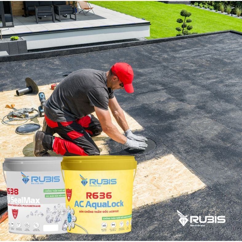 Thi công chống thấm sân thượng bằng sản phẩm chống thấm chuyên dụng giúp bảo vệ bề mặt bê tông trước tác động của nước và thời tiết.