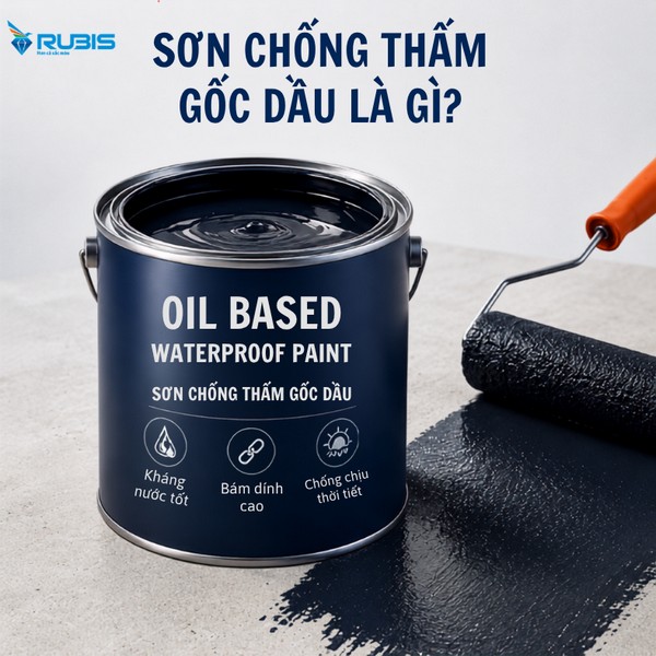 Sơn chống thấm gốc dầu là loại vật liệu tạo lớp màng bảo vệ giúp ngăn nước thấm vào tường và bề mặt bê tông.