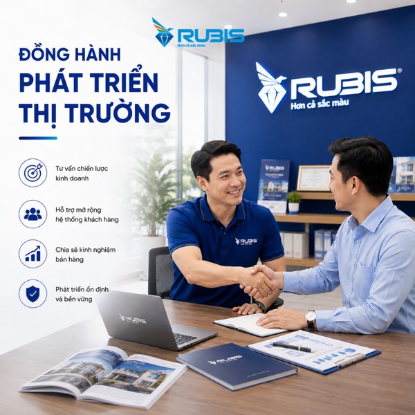Hình ảnh minh họa Rubis đồng hành cùng đối tác khi mở đại lý sơn, với hoạt động tư vấn chiến lược kinh doanh, hỗ trợ mở rộng khách hàng và phát triển thị trường.