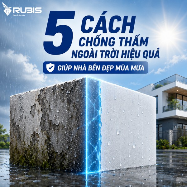 5 cách chống thấm ngoài trời hiệu quả giúp bảo vệ tường và công trình trước tác động của mưa nắng.