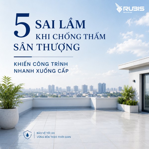 5 sai lầm khi chống thấm sân thượng khiến công trình nhanh xuống cấp và giảm hiệu quả chống thấm.