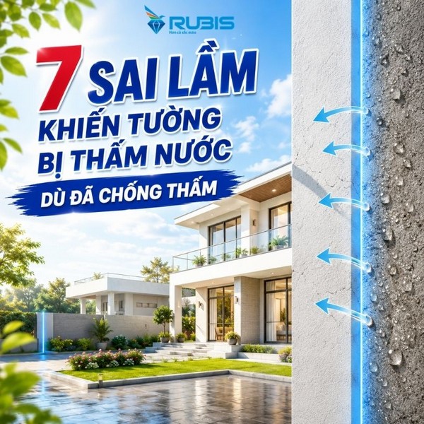 Hình ảnh minh họa 7 sai lầm khiến tường bị thấm nước dù đã chống thấm, với bức tường xuất hiện dấu hiệu thấm ẩm bên cạnh công trình nhà ở.